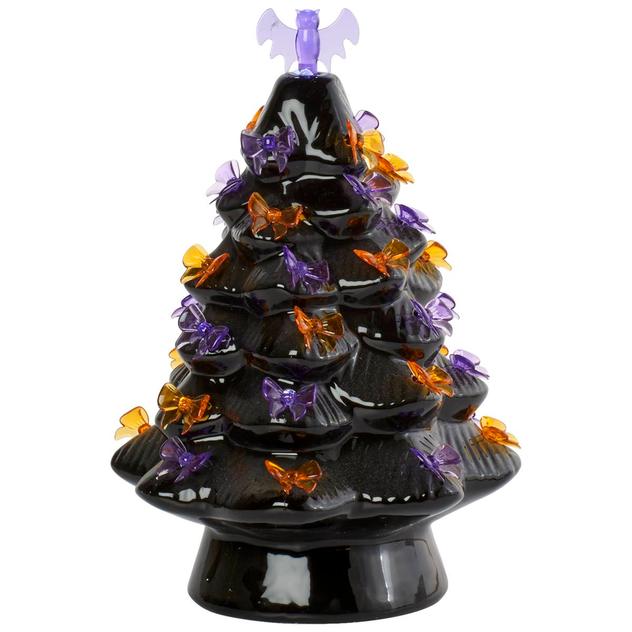 12" Mr. Christmas Ceramic Halloween Tree with Bat Top