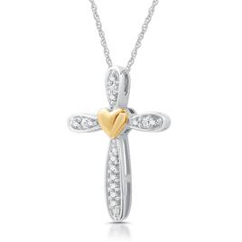 Nova Star® Two-Tone Gold 1/10ctw. Lab Grown Diamond Cross Pendant