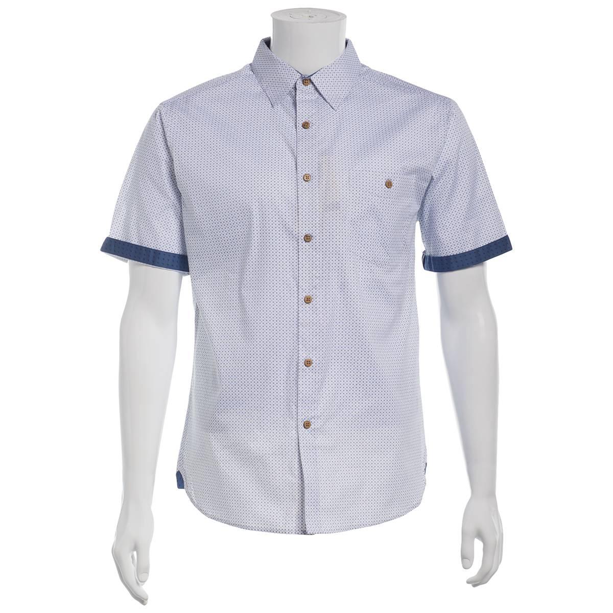 Mens Campia Short Sleeve Cotton Spandex Button Down Shirt - Copen