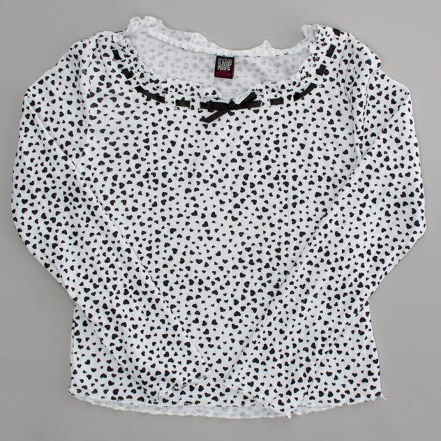 Girls (7-16) Star Ride® Heart Long Sleeve Pointelle Top