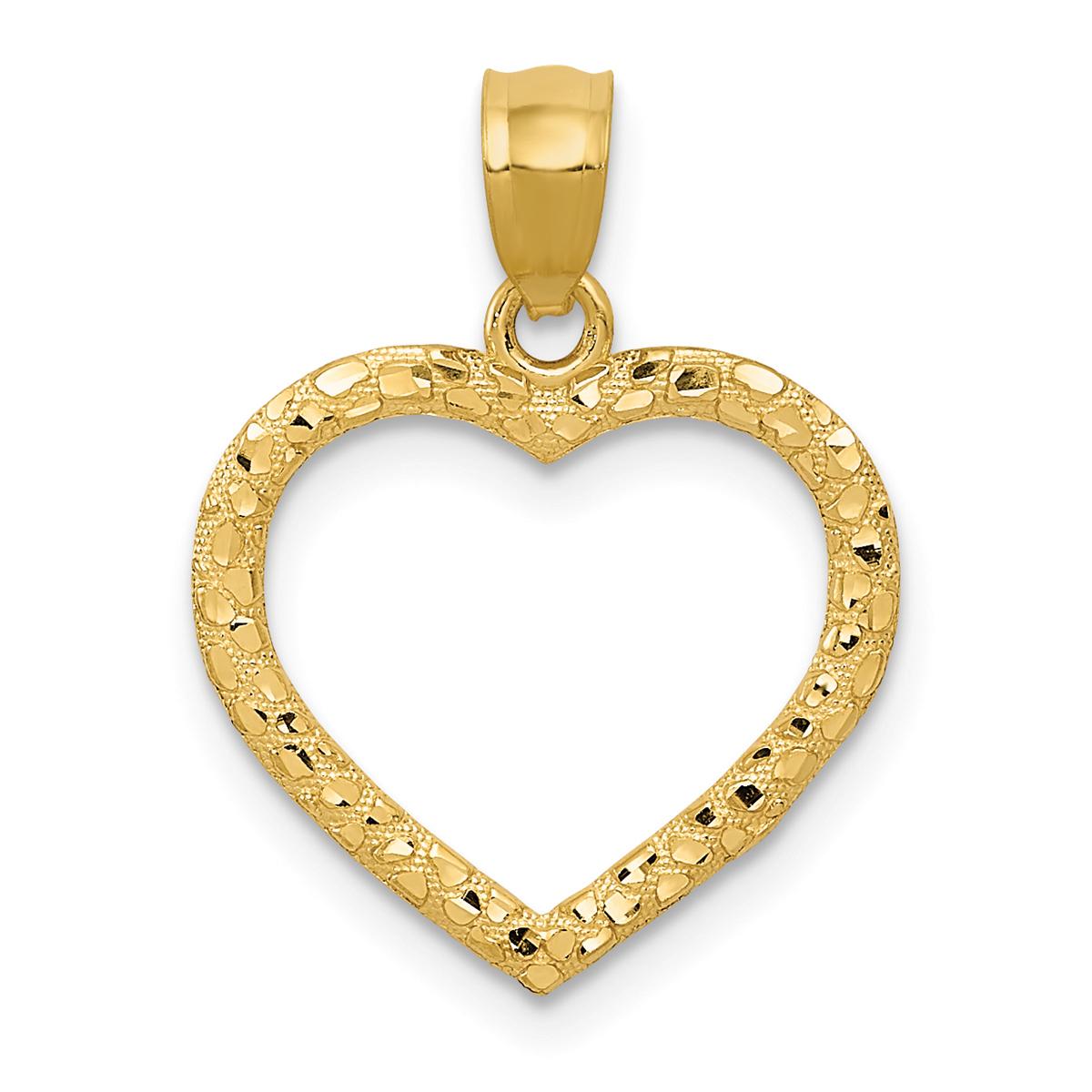Gold Classics(tm) 14kt.  Textured Cut-out Heart Pendant