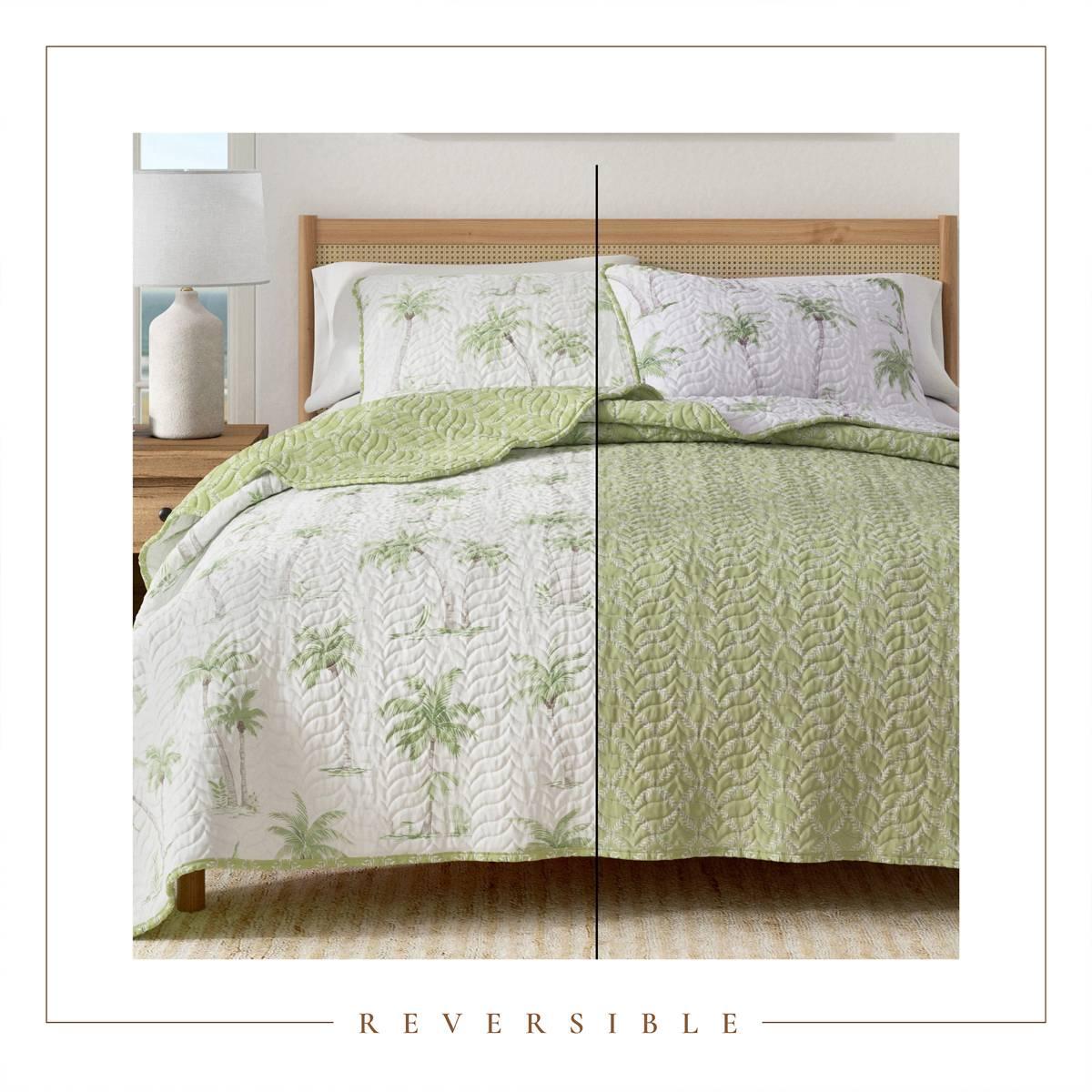FreshFolds Coronado 3pc. Reversible Coastal Palm Tree Quilt Set
