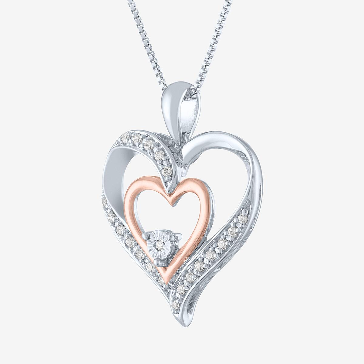 Nova Star® Pink Plated Accent Lab Grown Diamond Heart Necklace
