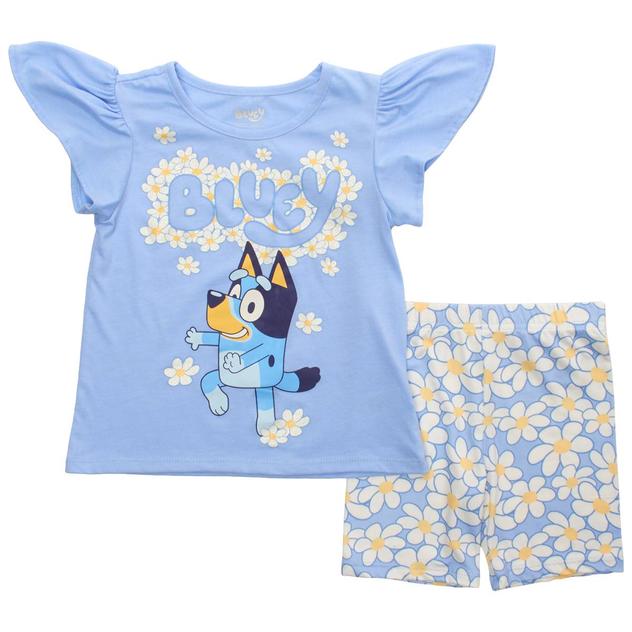 Girls (4-6x) Bluey Daisy Tee & Bike Short Set
