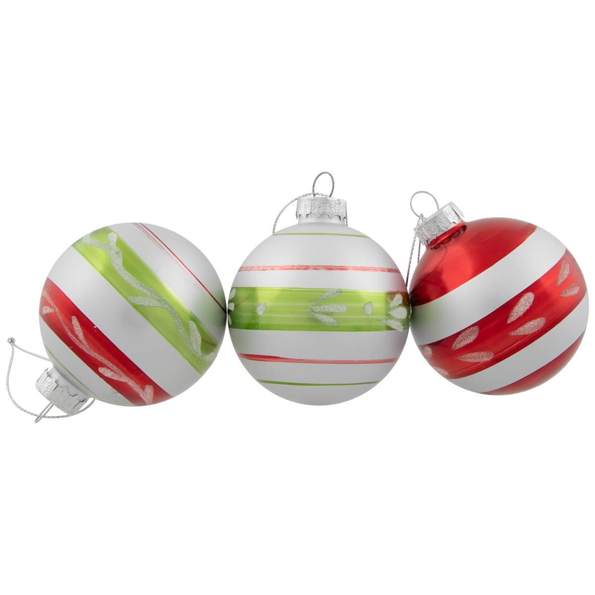Northlight Seasonal 9ct. Striped Glitter Christmas Ornaments