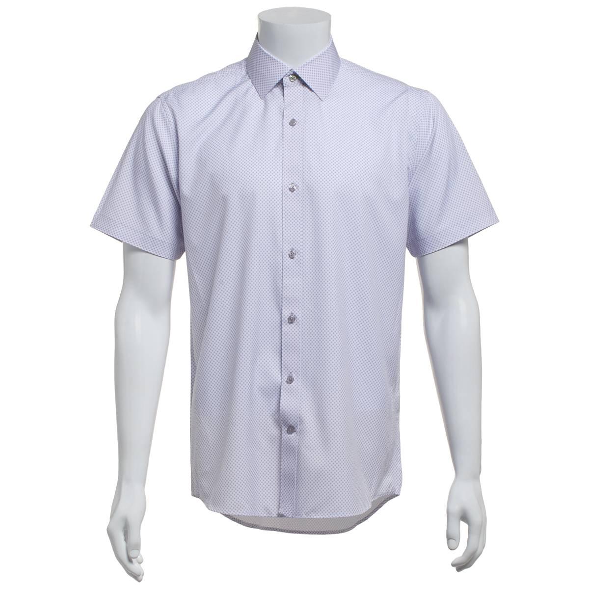 Mens Tom Baine Slim Fit Short Sleeve Dress Shirt - Grey/Blue Dot