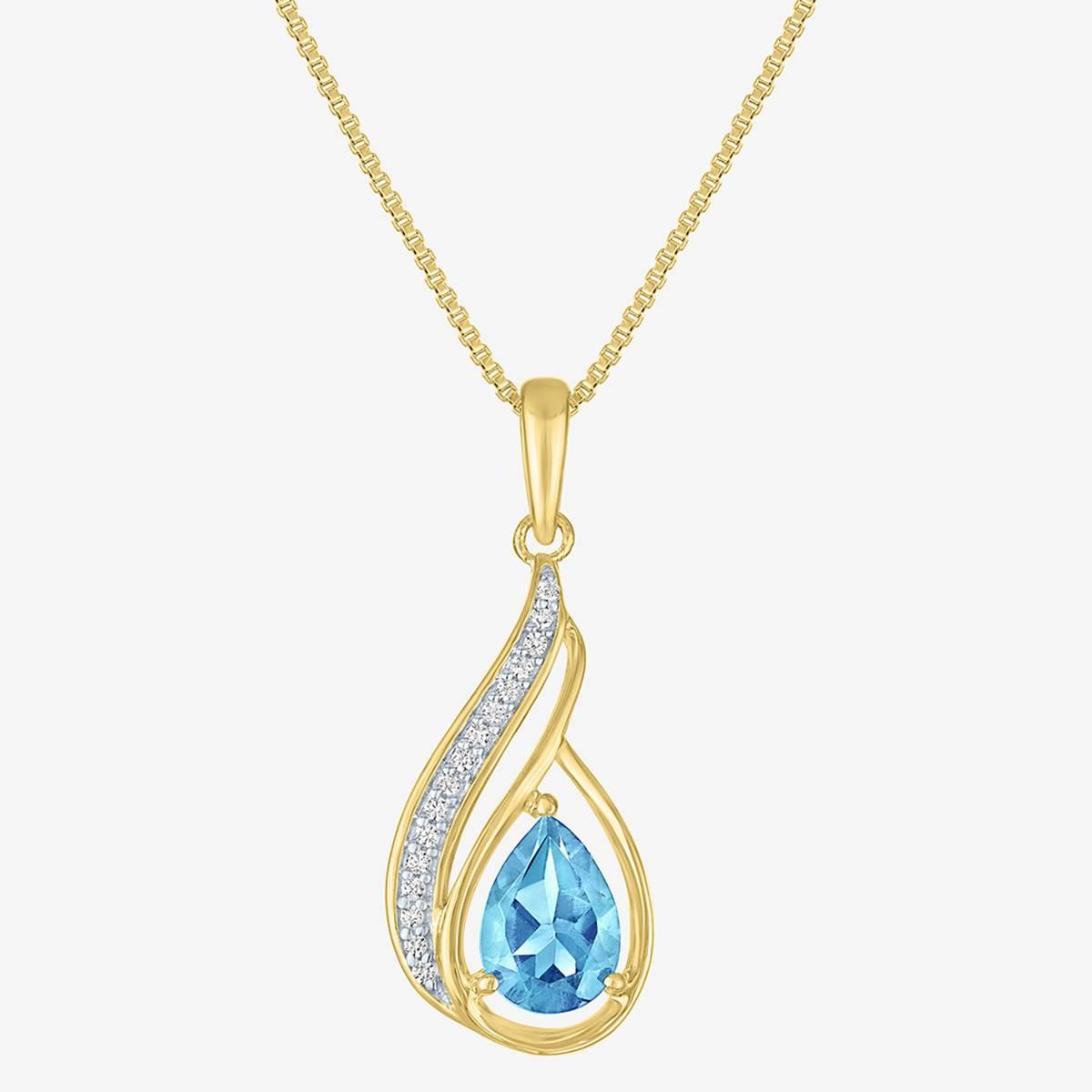 Nova Star(R) Blue Topaz with Lab Grown Diamond Accent Pendant