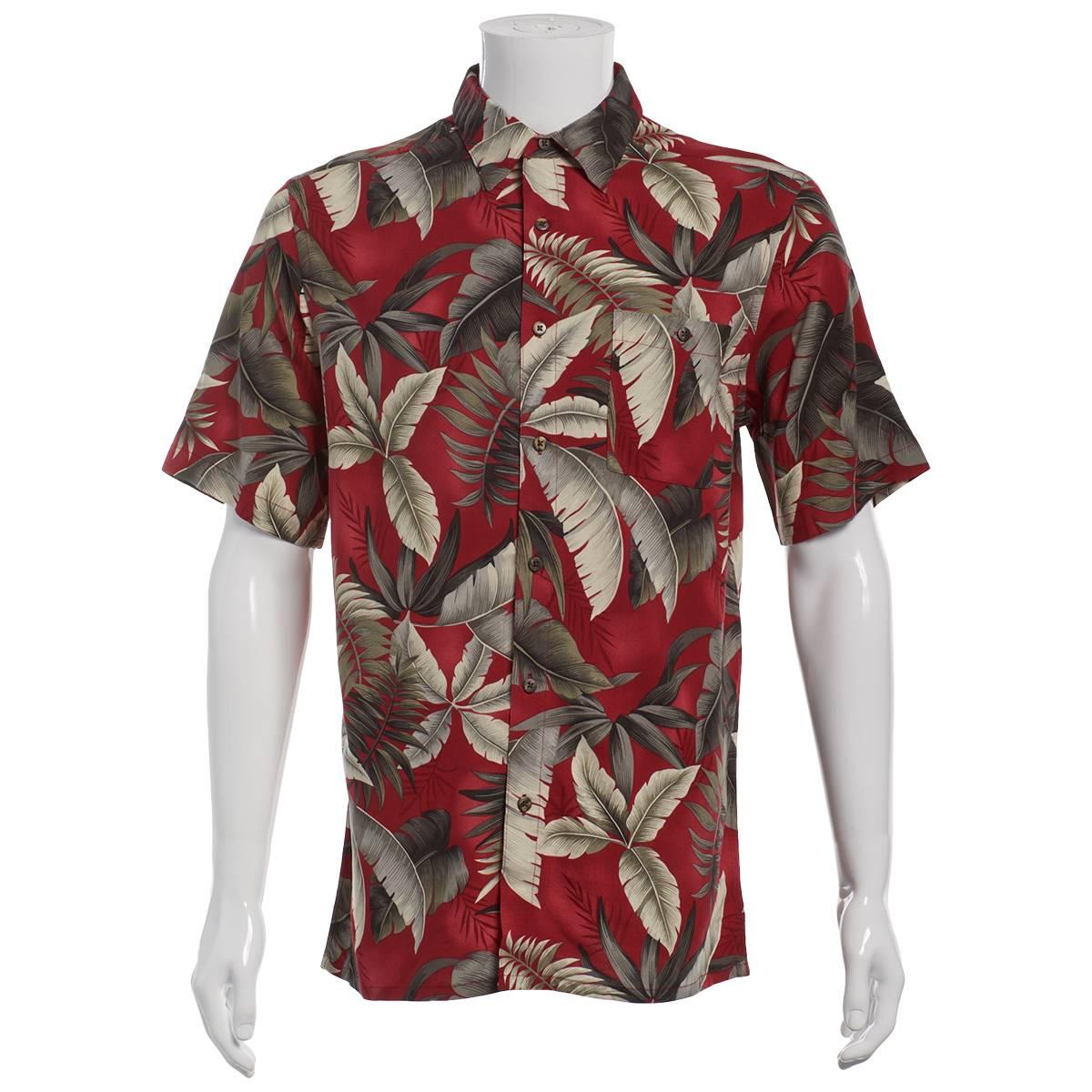 Mens Campia Short Sleeve Rayon Spandex Button Down Shirt - Red