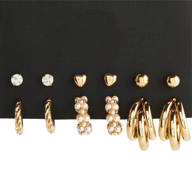 Ashley Cooper™ 6pr. Pearls/Glass Stones/Heart Motif Earrings