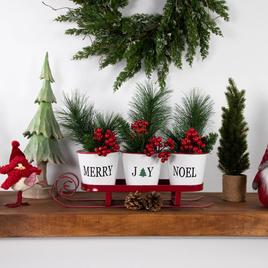Northlight Seasonal 18.75in. Sleigh Buckets Table Centerpiece