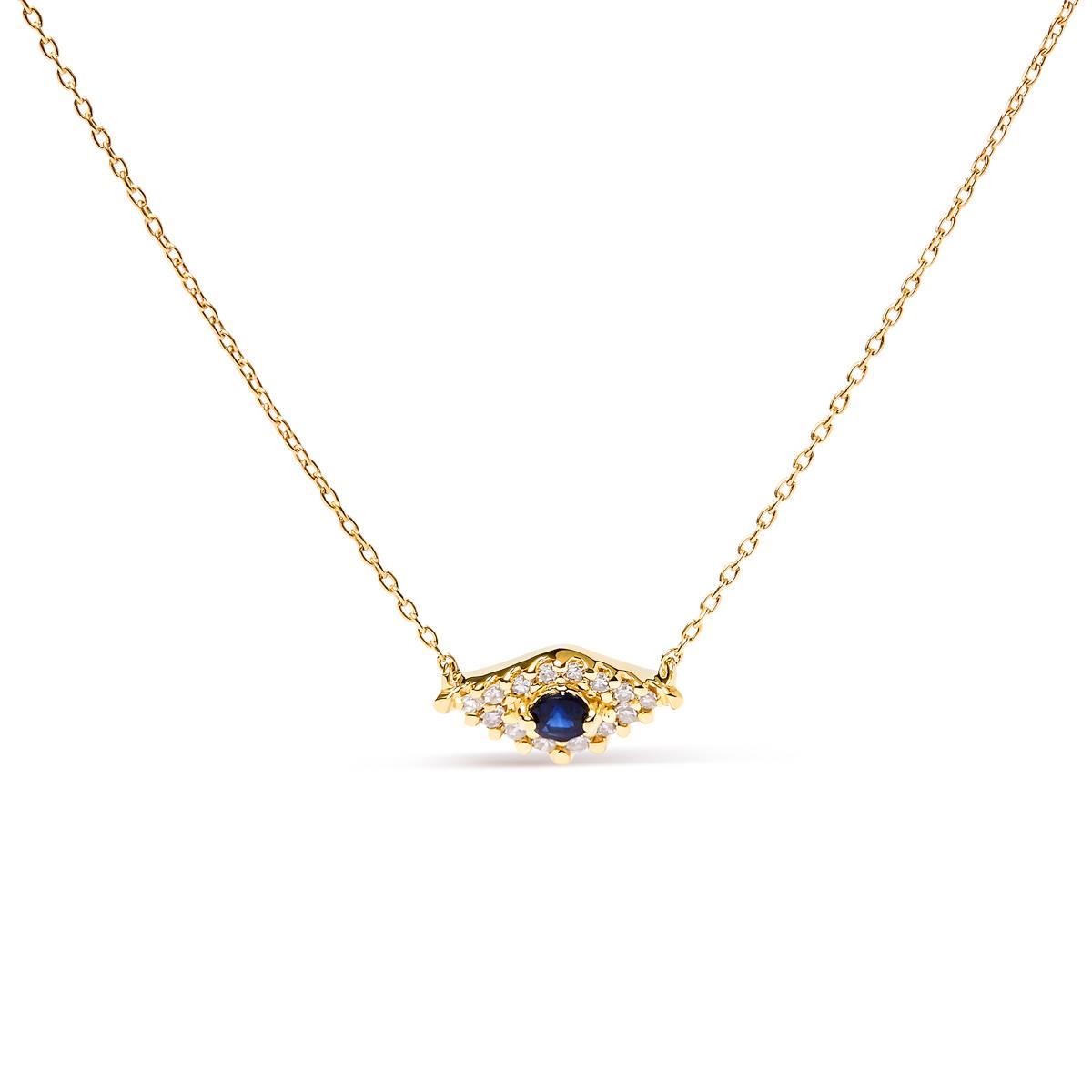 Haus of Brilliance 10kt. Gold Blue Sapphire & Diamond Pendant