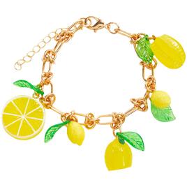 Ashley Gold Plated Bracelet w/ Lemon Charms & Leaves