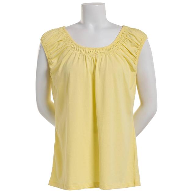 Plus Size Preswick & Moore® Cap Sleeve Peasant Blouse w/Smocking