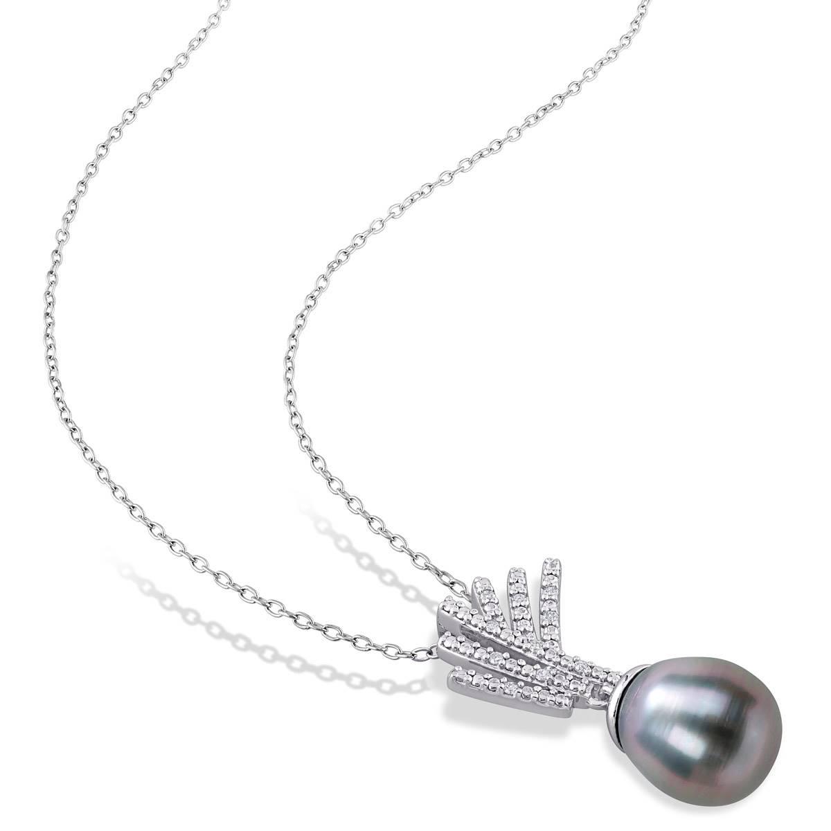 Gemstone Classics™ Tahitian Pearl & Diamond Drop Pendant