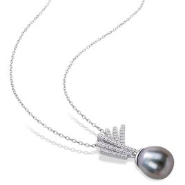 Gemstone Classics™ Tahitian Pearl & Diamond Drop Pendant