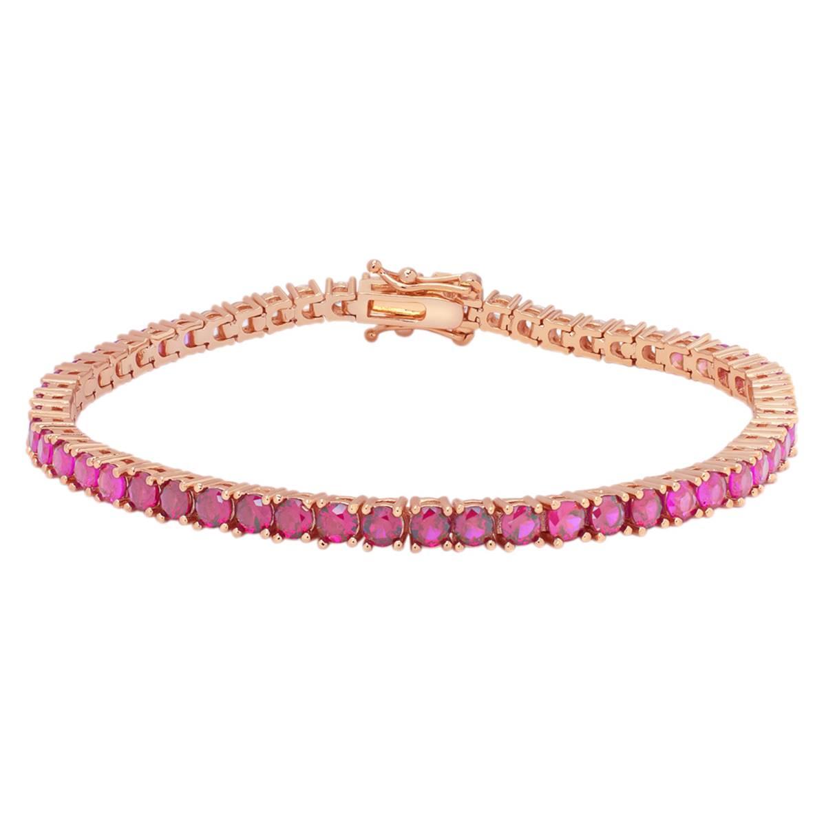 Gianni Argento Lab Grown Ruby Ombre Round Tennis Bracelet