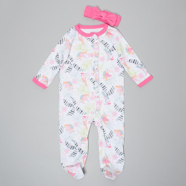 Baby Girl (NB-9M) mon cheri baby Tropical Bird Footie & Headband