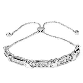 Haus of Brilliance Sterling Silver 1/10ctw. Diamond X Bracelet