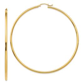 Gold Classics(tm) 14kt. Gold Polished 70mm Tube Hoop Earrings