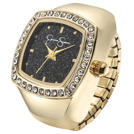 Womens Jessica Simpson Gold Tone Crystal Ring Watch - JR0009GD