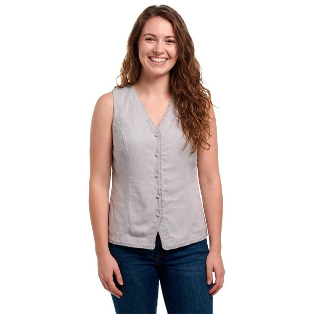 Womens Rafaella® Solid Button Front Linen Vest