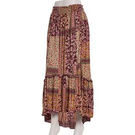 Juniors Angie Patchwork Gauze Smock Waist Maxi Skirt