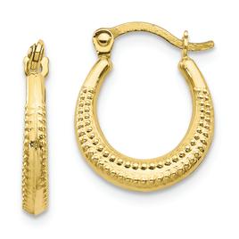 Gold Classics(tm) 10kt. Scalloped Textured Hollow Hoop Earrings