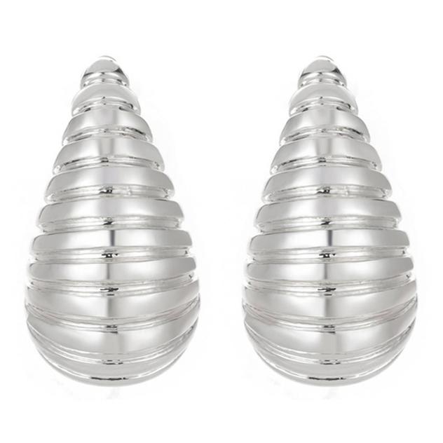 Gloria Vanderbilt Silver-Tone Ribbed Teardrop Stud Earrings