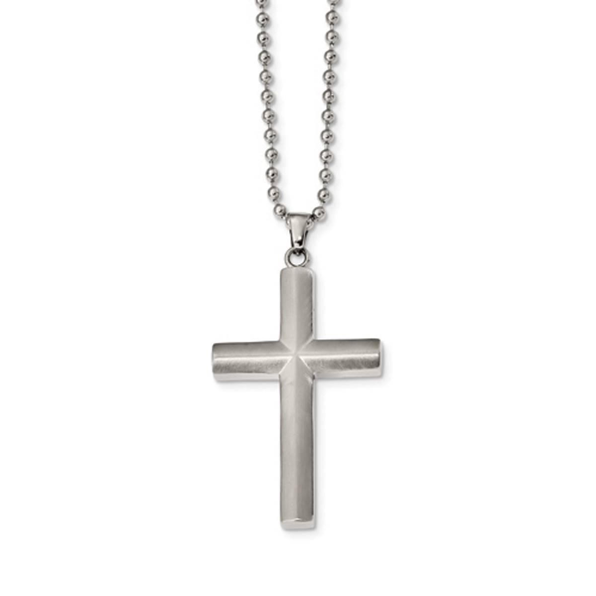 Mens Gentlemen's Classics(tm) Classic Brushed Steel Cross Necklace