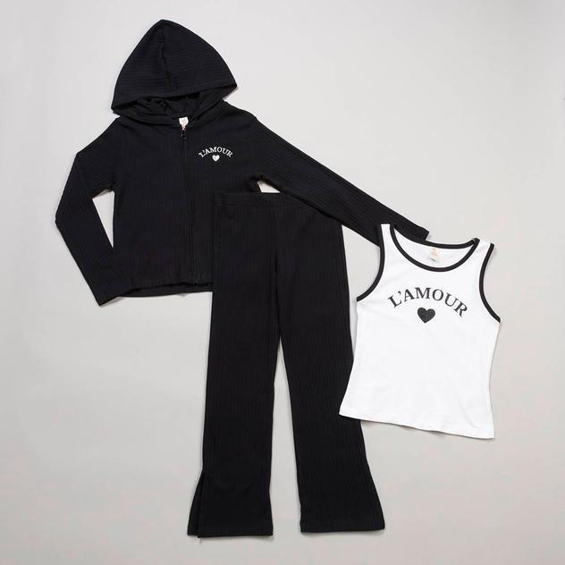 Girls (7-16) Sweet Butterfly® 3pc. L'Amour Rib Jacket & Pants Set