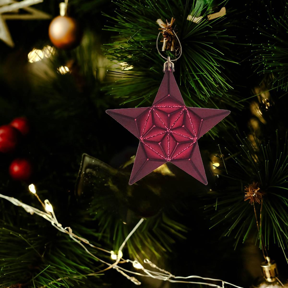 DAK 12ct. Burgundy Glittered Star Shatterproof Christmas Ornament