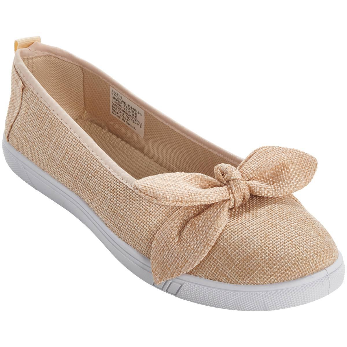 Womens Ashley Blue Canvas With Bow Slip On Flats