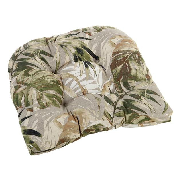 Jordan Manufacturing Wicker Chair Cushion - Beige/Green Leaves