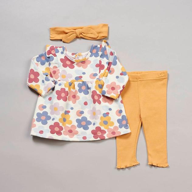 Baby Girl (NB-9M) René Rofé® 3pc. Flower Tunic & Leggings Set