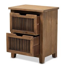 Baxton Studio Clement 2 Drawer Wood Spindle Nightstand