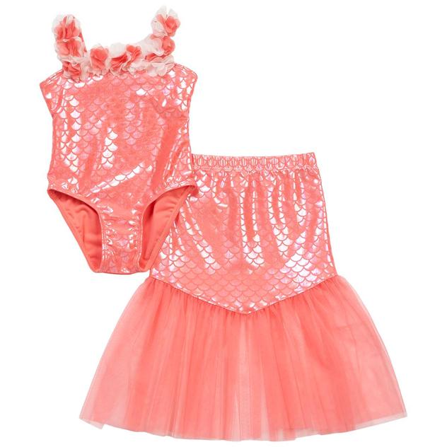 Toddler Girl Floatimini® Mermaid & Flower Foil One Piece Swimsuit