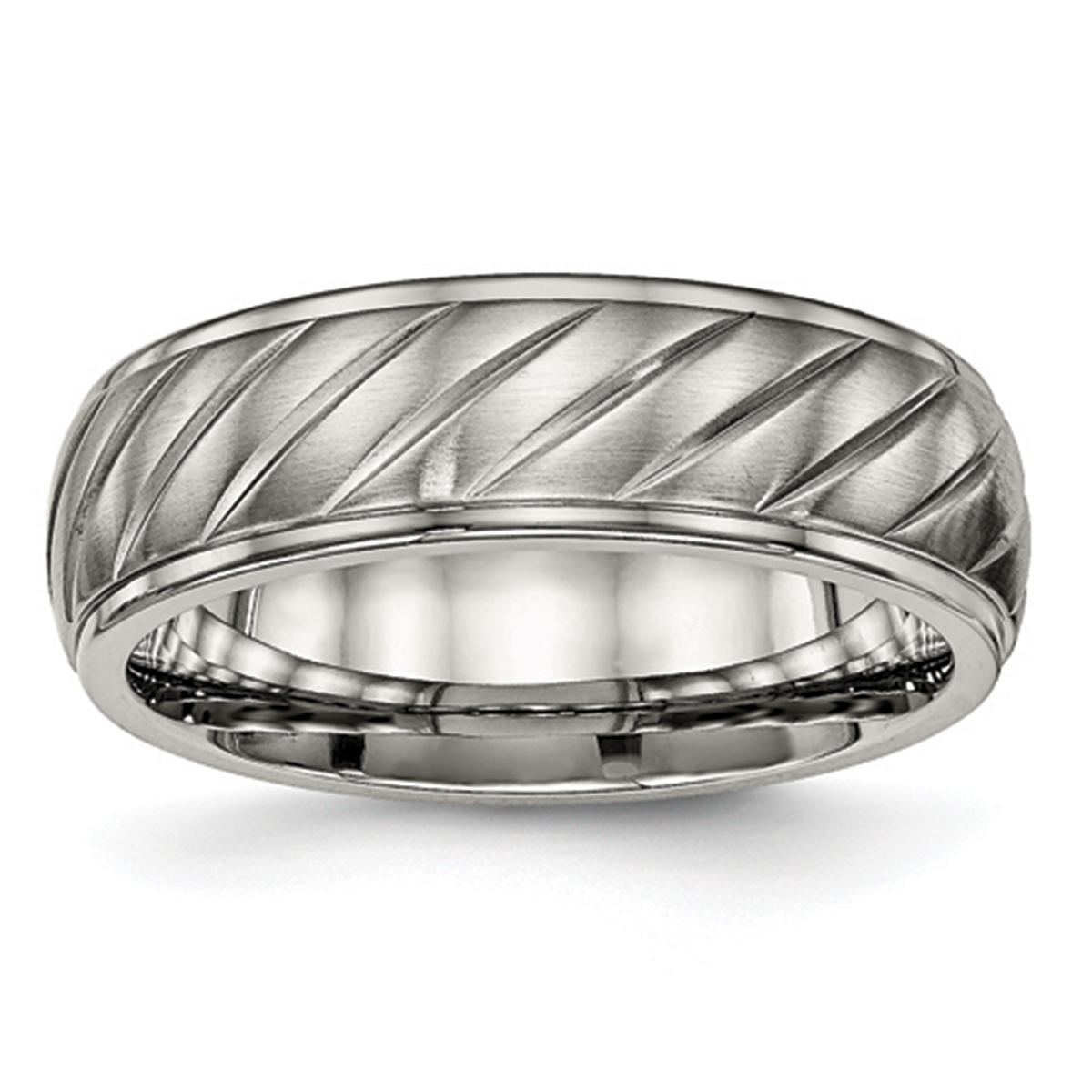 Mens Endless Affection(tm) Diagonally Groove 7mm Grooved Band
