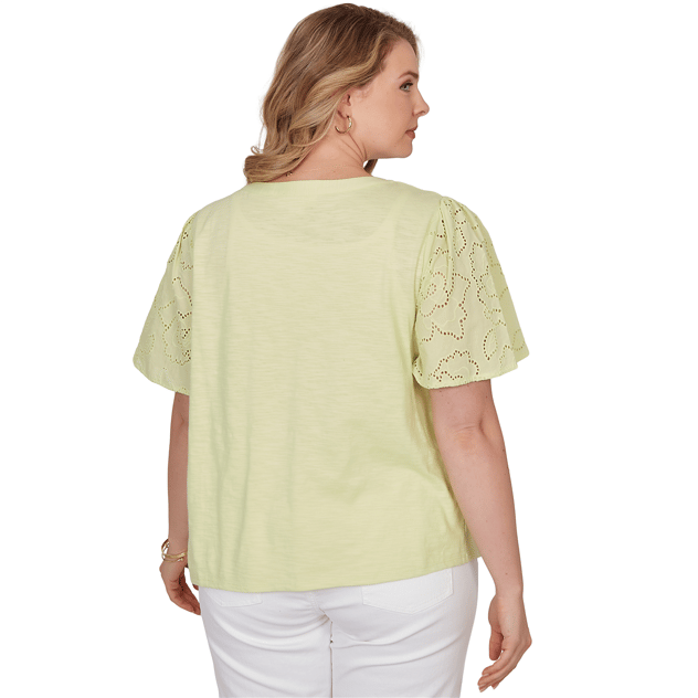 Plus Size Ruby Rd. Renaissance Romance Short Eyelet Sleeve Blouse