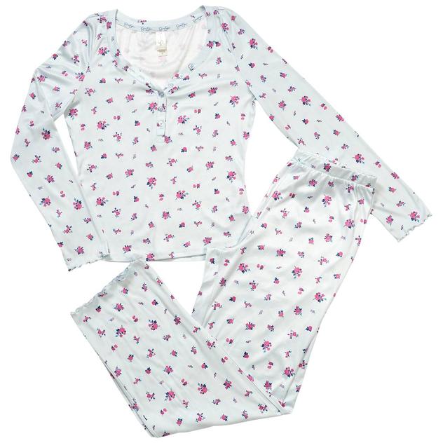 Petite Jessica Simpson® Floral Henley Lettuce-Edge Pajama Set