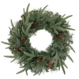 Northlight 24in. LED Mixed Pine & Pine Cone Christmas Wreath