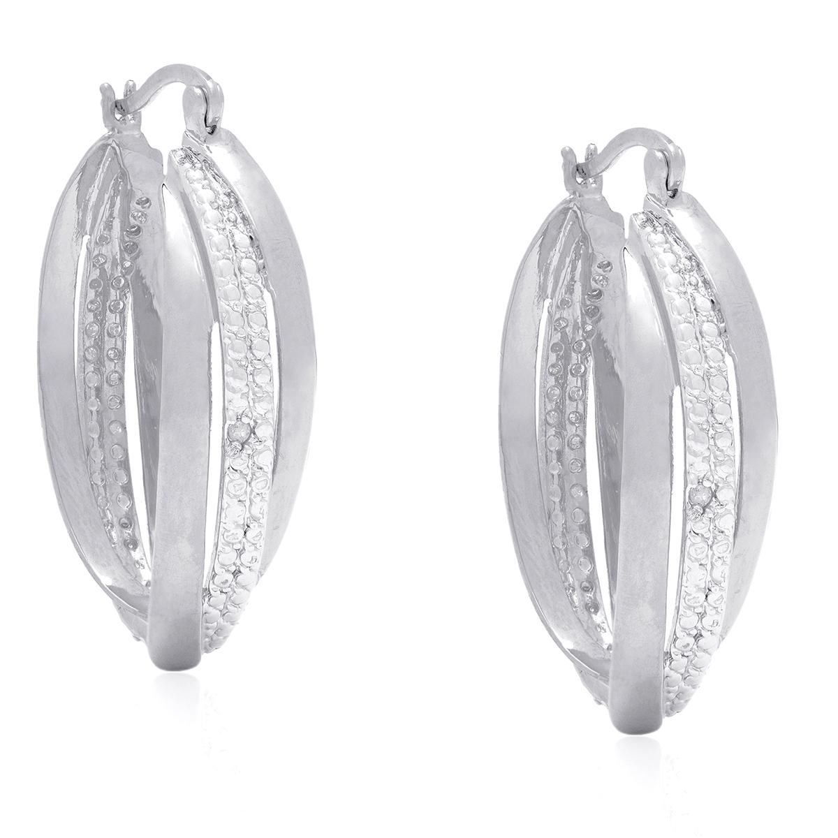 Accents by Gianni Argento Silver Diamond Accent Hoop Earrings