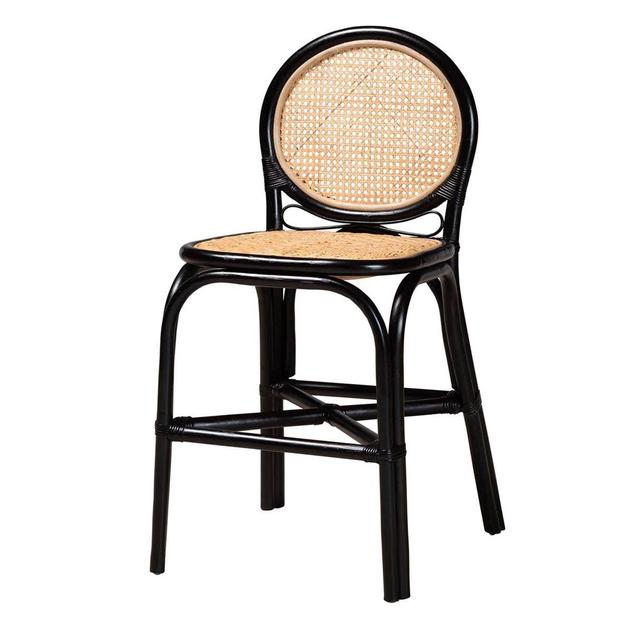 bali & pari Monaco Modern Bohemian Mahogany Wood Counter Stool