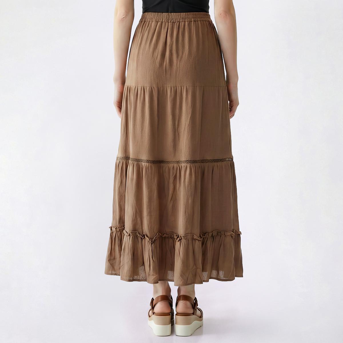 Juniors Love Tree Gauze Tie Waist Tier Crochet Maxi Skirt
