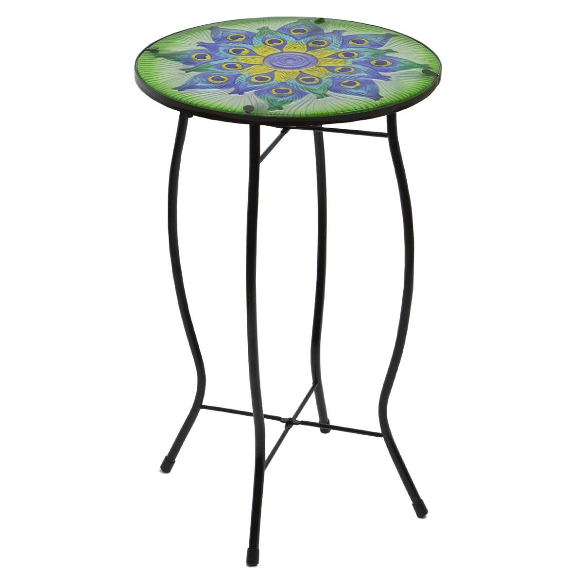 Northlight Seasonal 19in. Peacock Flower Tail Patio Side Table