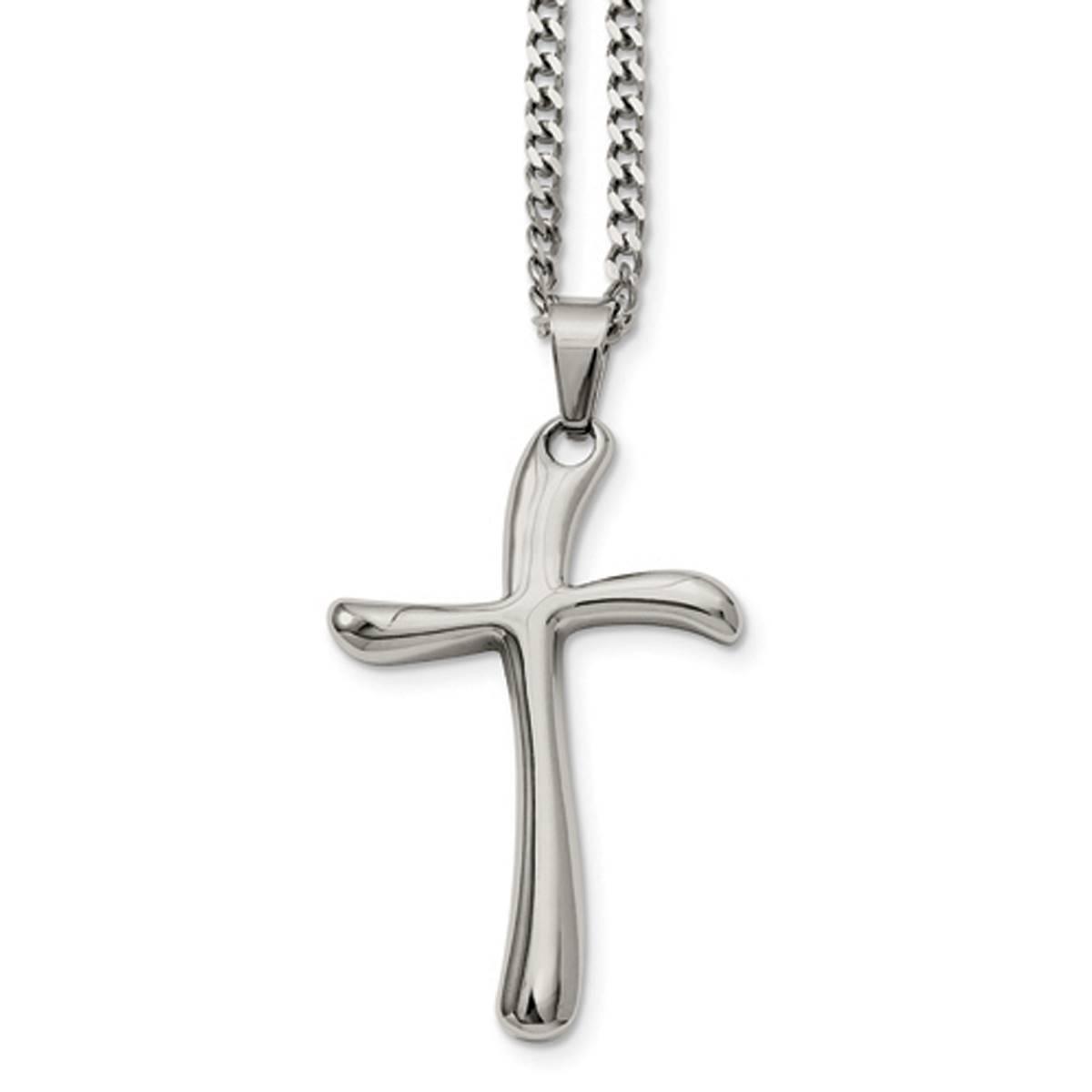 Mens Gentlemens Classics(tm) Polished Steel Cross Necklace