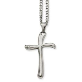 Mens Gentlemens Classics(tm) Polished Steel Cross Necklace