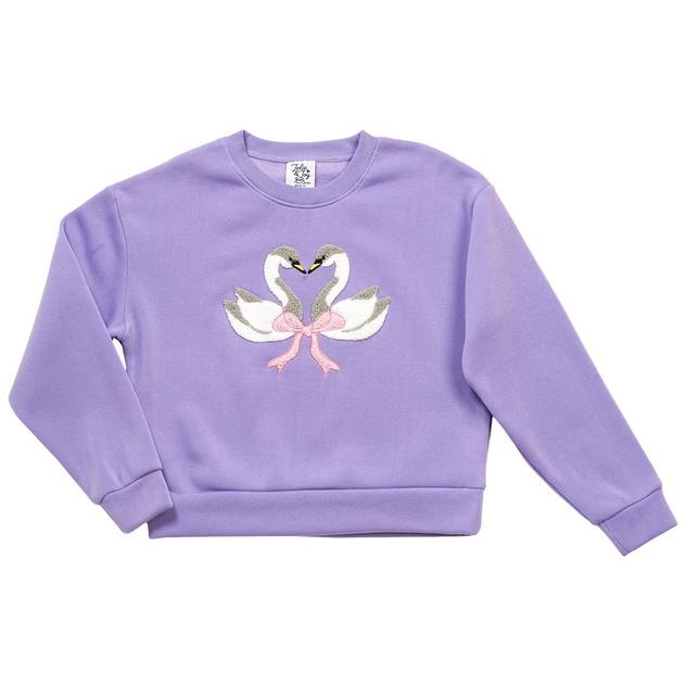 Girls (7-16) Jolie & Joy Swan & Bow Crewneck Sweatshirt