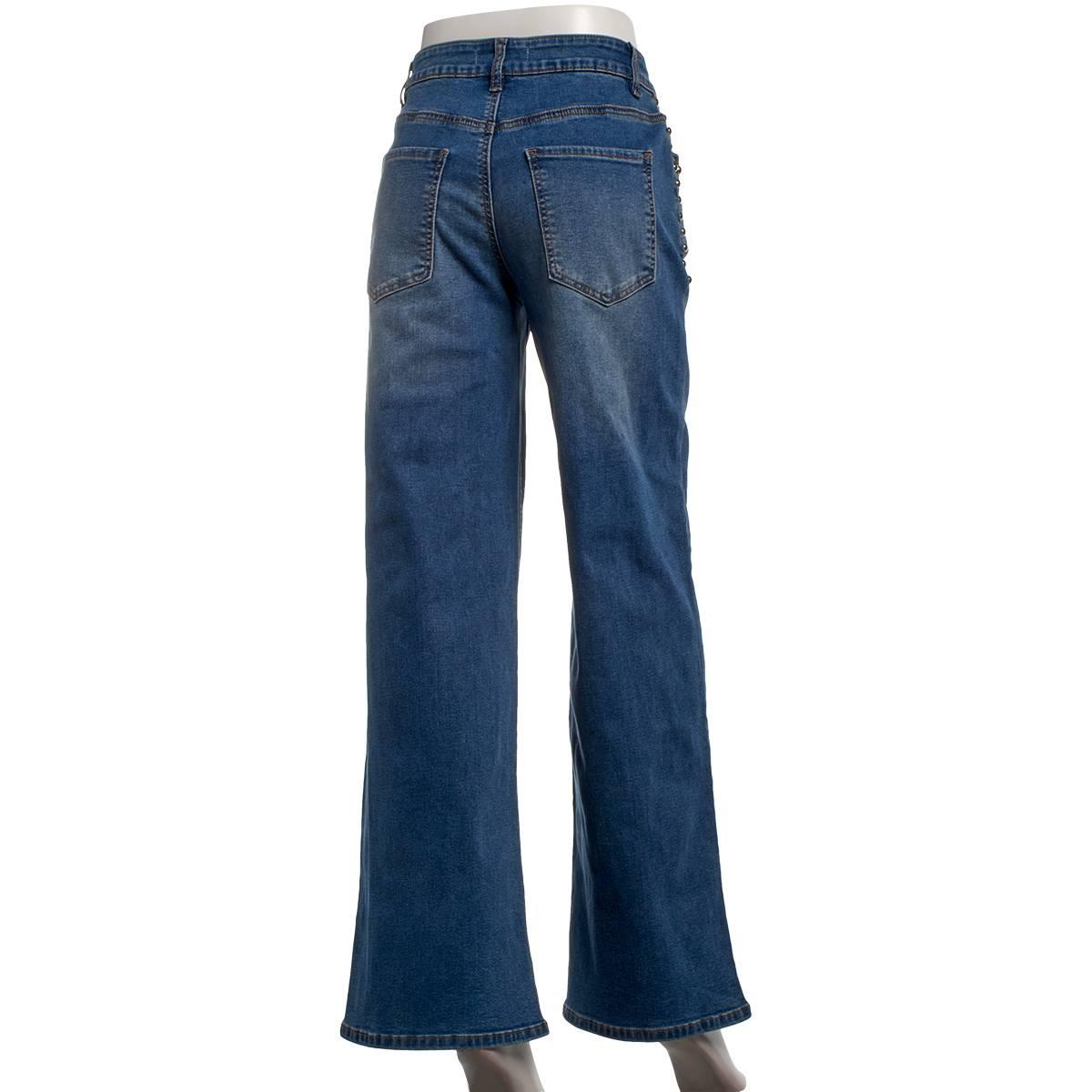 Juniors Madden Girl Loose Fit Wide Leg Studded Jeans