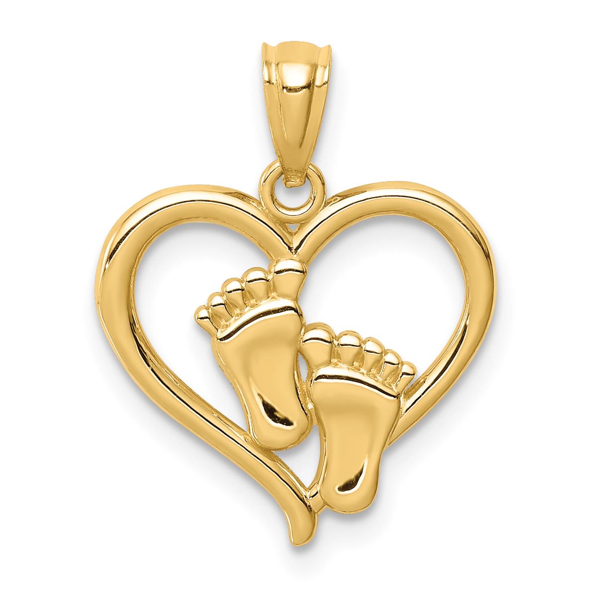 Gold Classics(tm) 14kt. Baby Feet in a Heart Pendant