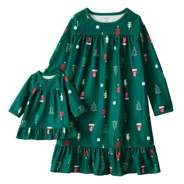 Girls Carter's® Presents & Tree Fleece Nightgown w/ Doll Dress